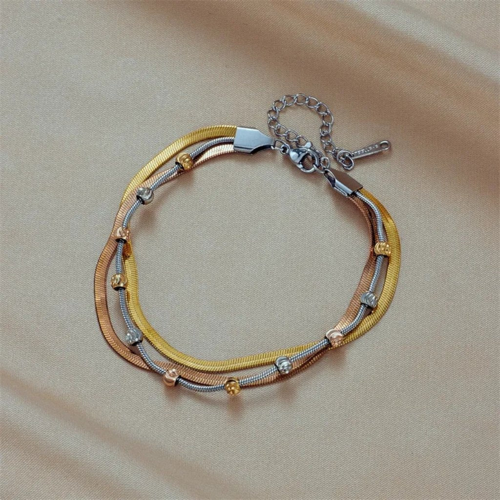 Bracelet Snake Bone Pearls - Jewelry - EM Accessories - new - Stainless Steel - P0556S