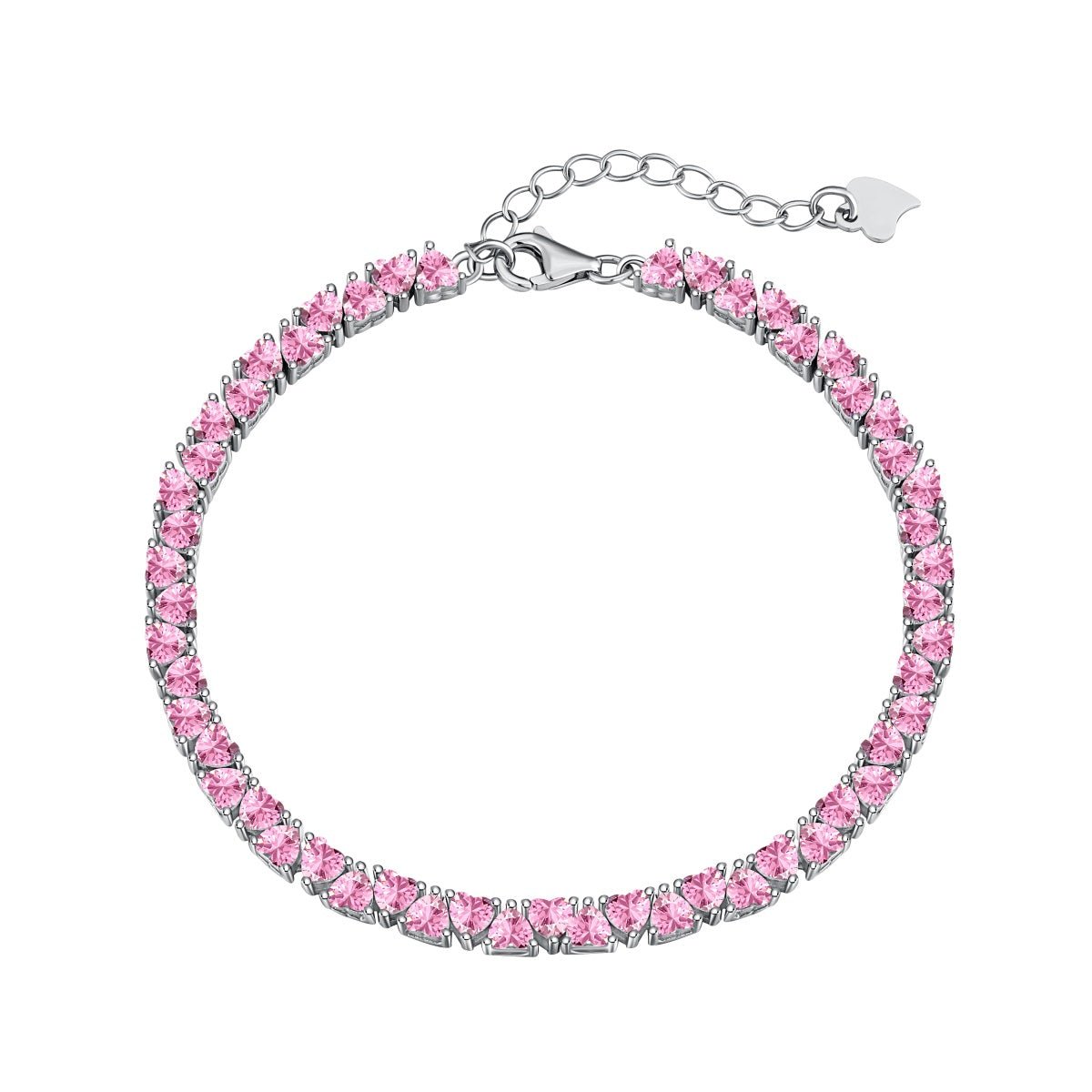 Bracelet Tennis Tiny Pink Hearts, 925 silver - Jewelry - EM Accessories - 925 silver - new -