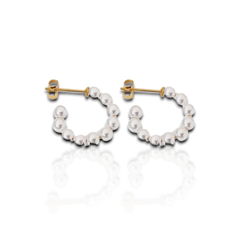 Earrings Pearls J Hoops - Jewelry - EM Accessories - new - Stainless Steel - P0616S