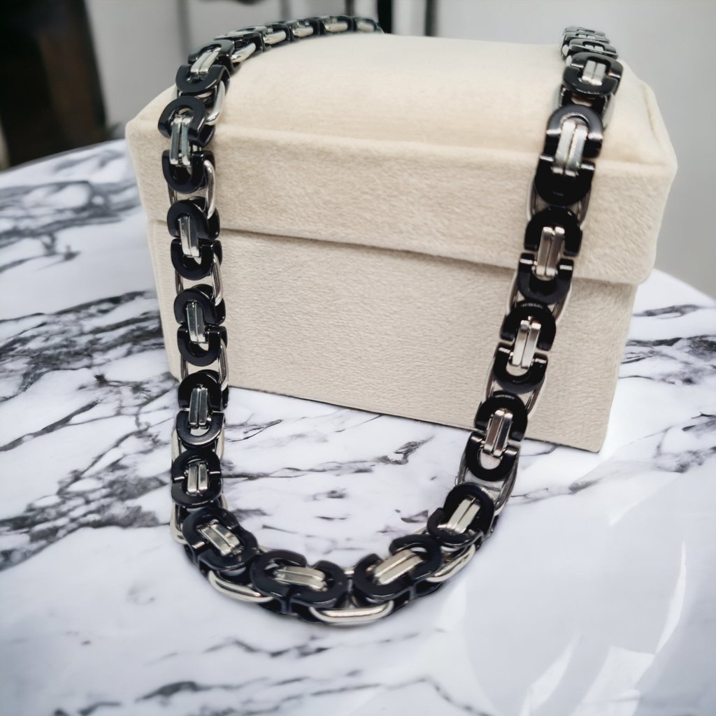 Necklace Flat Byzantine Chain Black - Jewelry - EM Accessories - men - new - P0478S