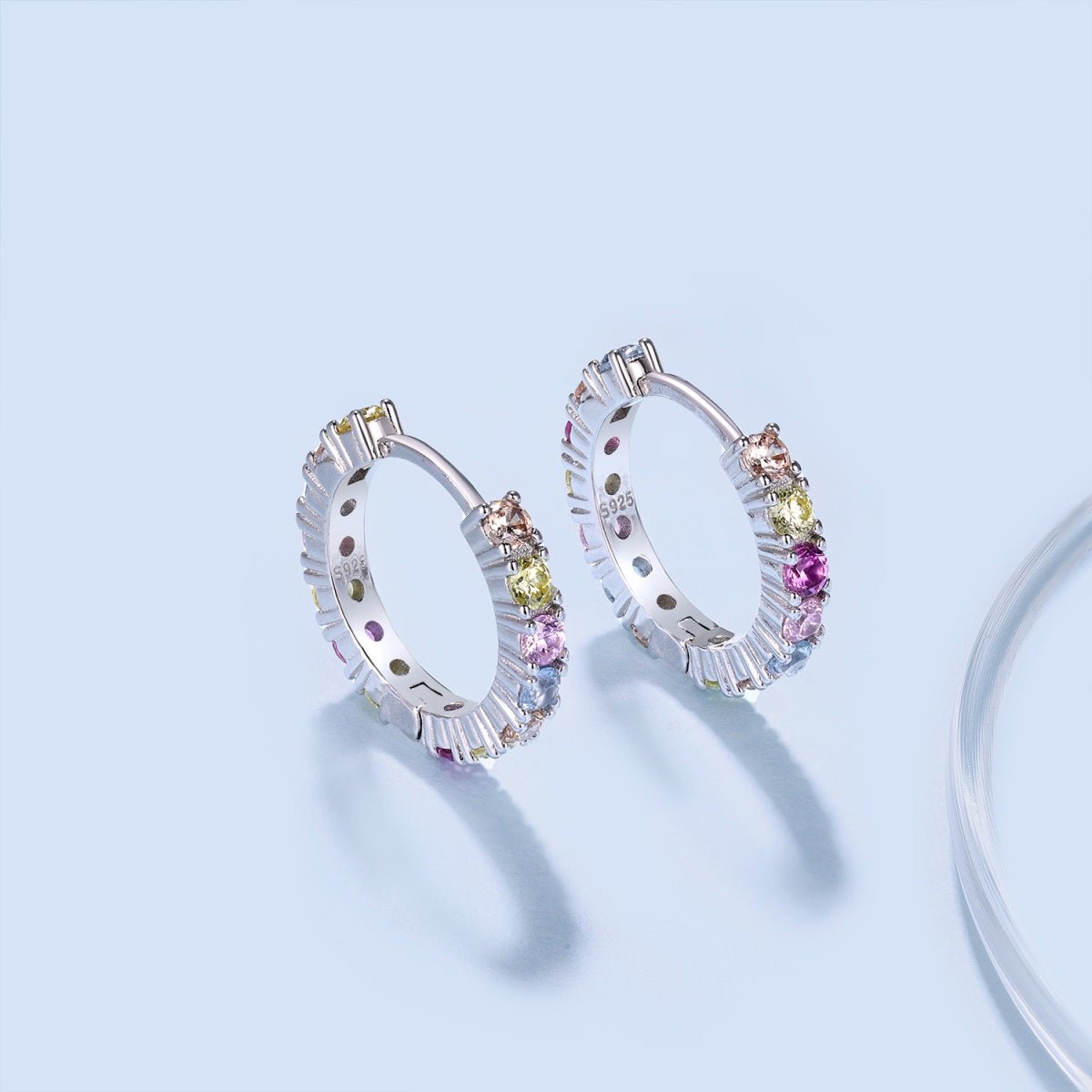 Silver hoop Earrings with cubic zircons - Jewelry - EM Accessories - 925 silver - new -
