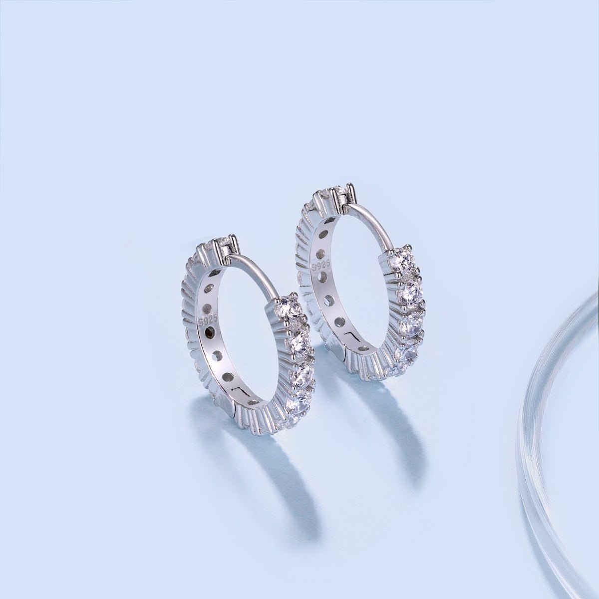 Silver hoop Earrings with cubic zircons - Jewelry - EM Accessories - 925 silver - new -