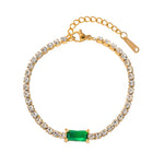 Sparkling Elegance 18K Gold Plated Tennis Bracelet - Jewelry - Yiwu J & D - Cubic Zirconia - new - SSTEEL-0068-GRE-BRC