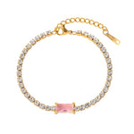Sparkling Elegance 18K Gold Plated Tennis Bracelet - Jewelry - Yiwu J & D - Cubic Zirconia - new - SSTEEL-0068-ROS-BRC