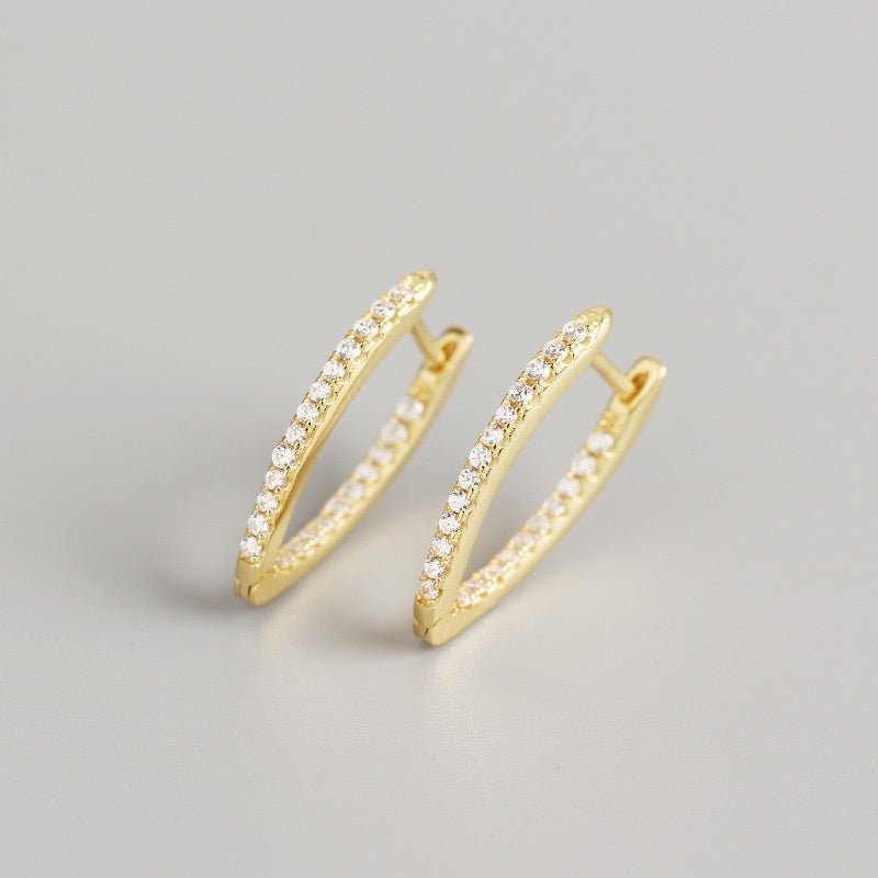 Women's 925 Silver Earrings Gold Plated V With Zircons - Jewelry - EM Accessories - 925 silver - new - SILVER-0021-ER