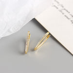 Women's 925 Silver Earrings Gold Plated V With Zircons - Jewelry - EM Accessories - 925 silver - new - SILVER-0021-ER