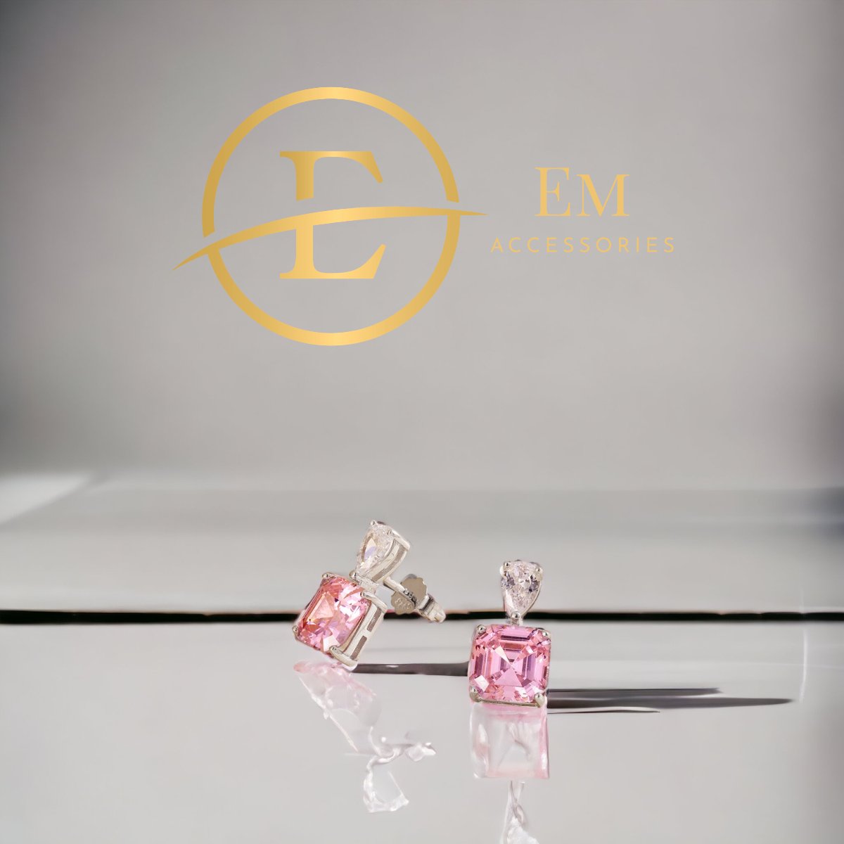 Women's Hanging Silver Earrings With Rose Zircons - Jewelry - EM Accessories - 925 silver - new - SILVER-0020-ER