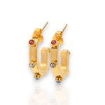 Women's J-Hoops Earrings With Zircons - Jewelry - EM Accessories - new - Stainless Steel - SSTEEL-0027-MUL-EAR