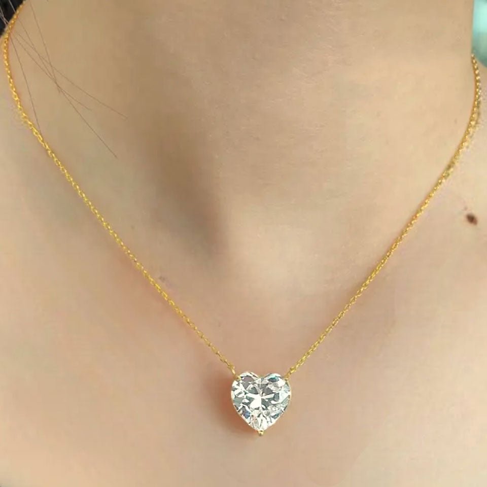 Women's Silver Necklace With Heart Shaped Zircon Stone - Jewelry - EM Accessories - 925 silver - new - SILVER-0031-NLC