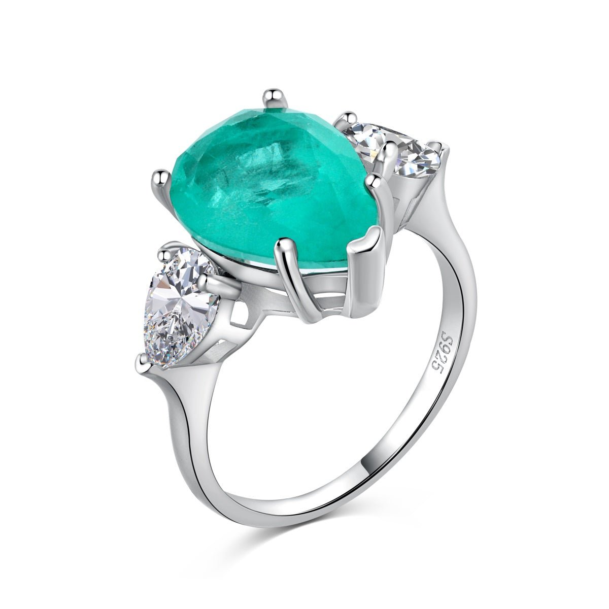 Women's Silver Ring with Turquoise Cubic Zirconia Stone - Jewelry - EM Accessories - 925 silver - new - SILVER-0038-6-RING