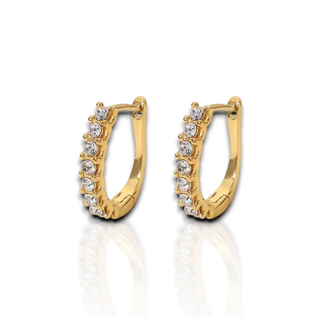 Women's U-Hoops Earrings With Zircons - Jewelry - EM Accessories - new - Stainless Steel - SSTEEL-0030-WHI-EAR